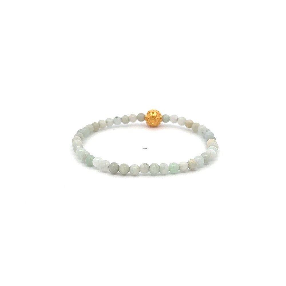 18K Gold Money Coin Ball Lucky Charm Bracelet Mini Gemstone Natural Burmese Jade - Picture 4 of 7